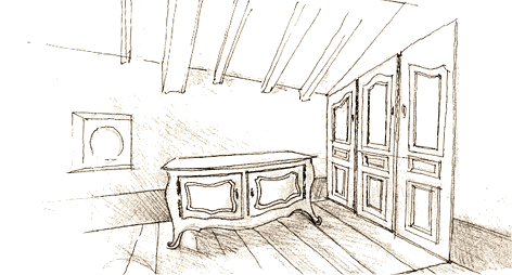 croquis d'un meuble situ  cot d'un placard